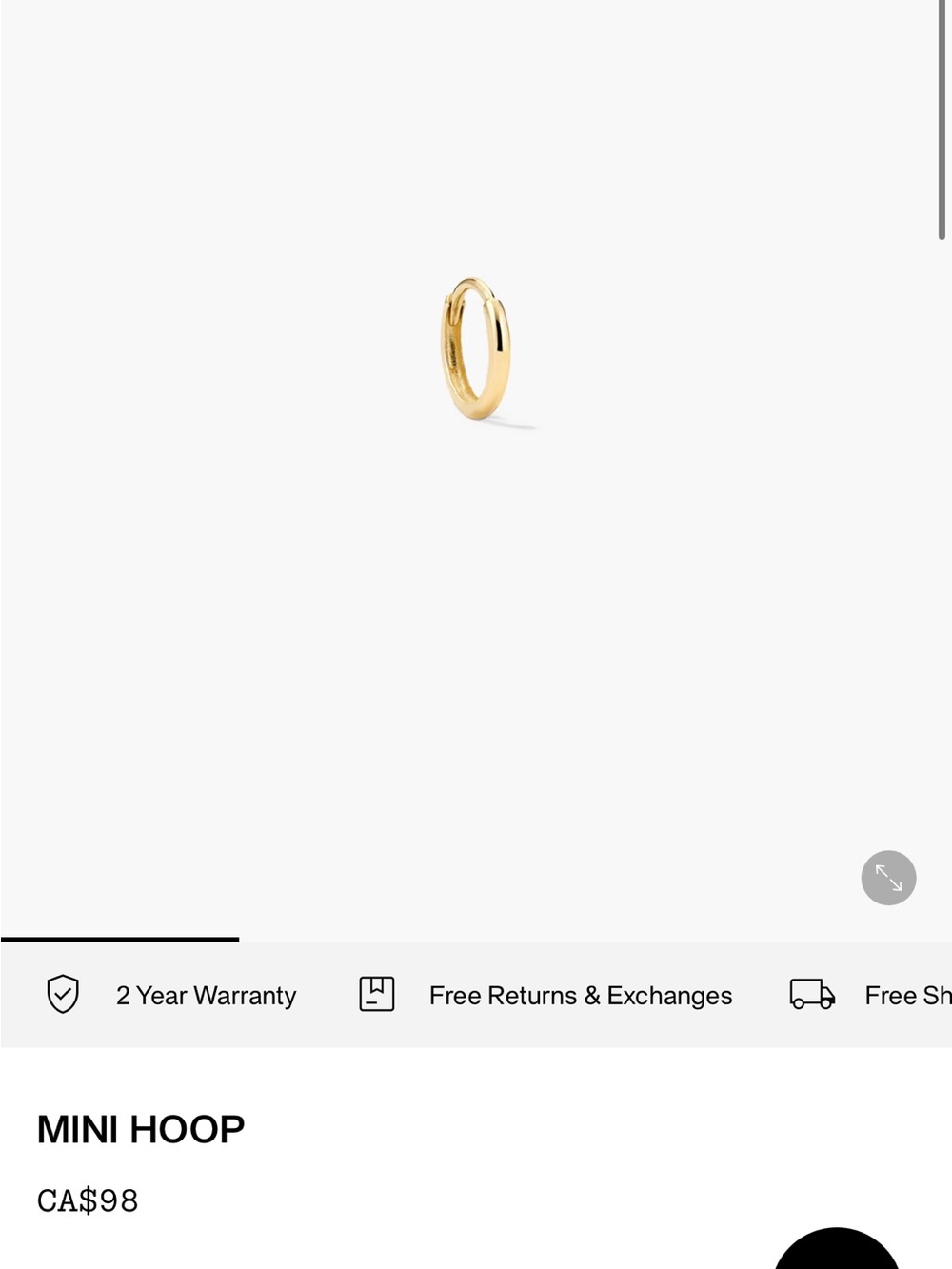 Mejuri Single 10kt Gold Mini Hoop